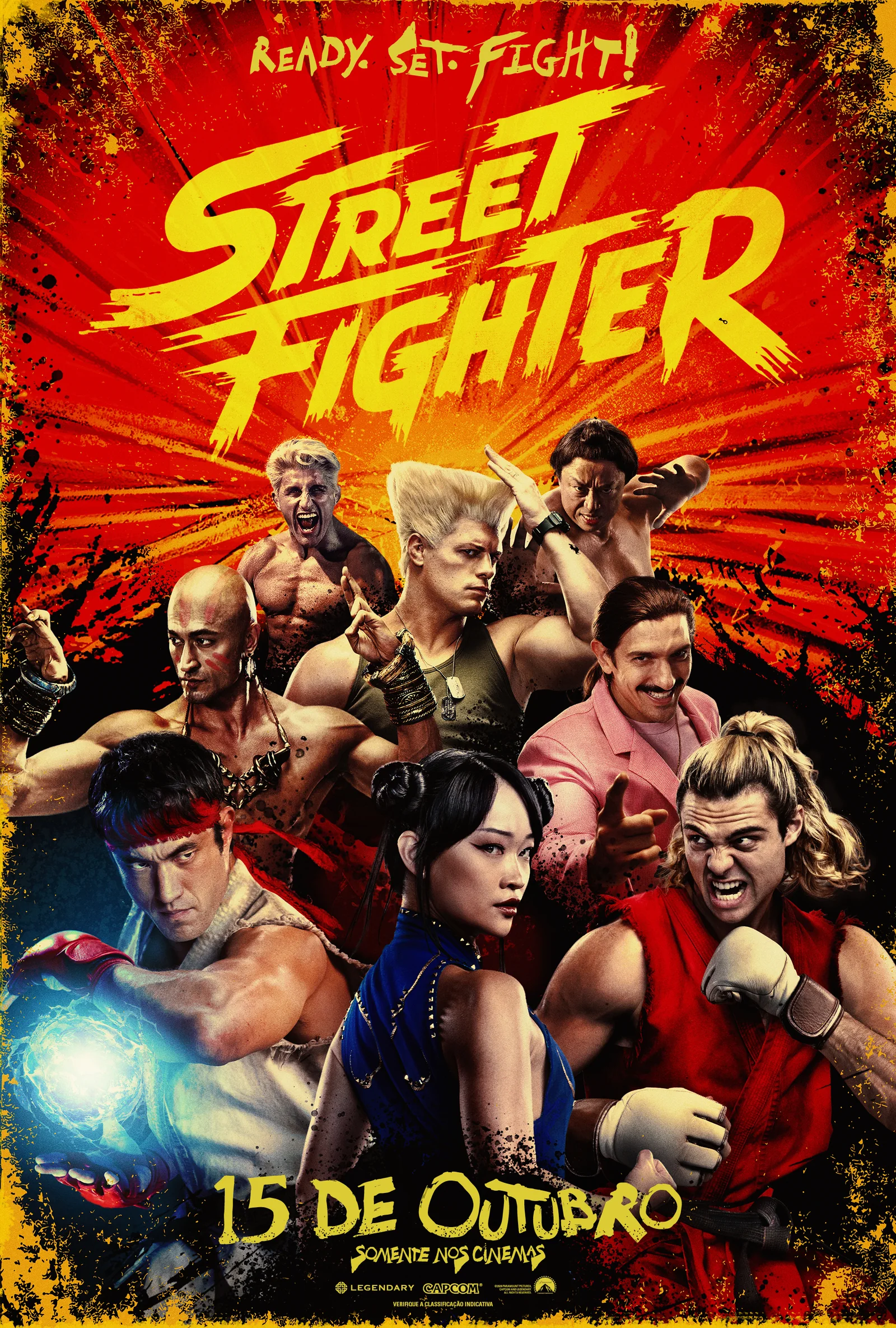Cartaz de Street Fighter com Ryu, Chun-Li e Ken